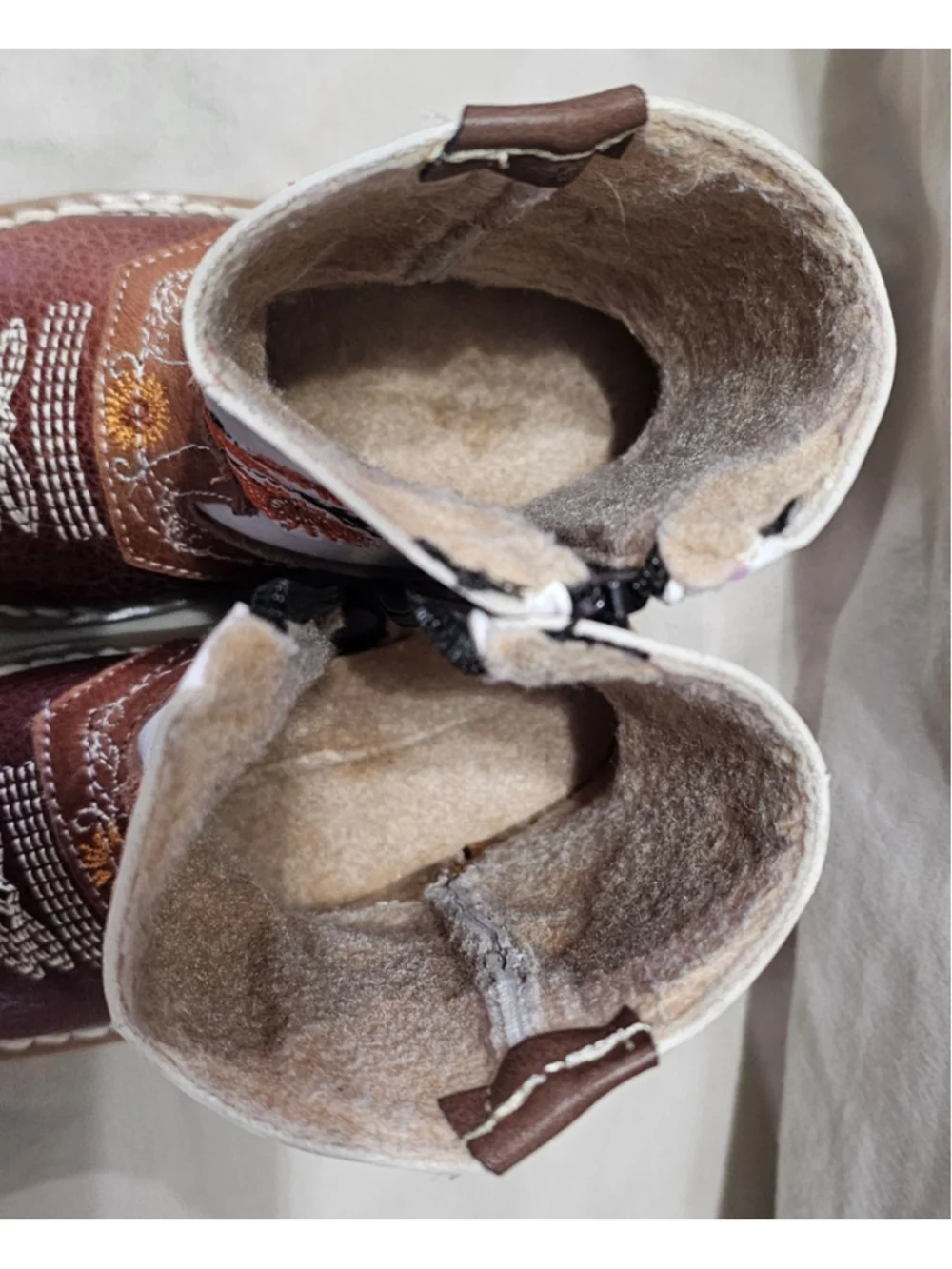 Toddler Girls 7 Floral Embroidered Western Boots, Brown and White